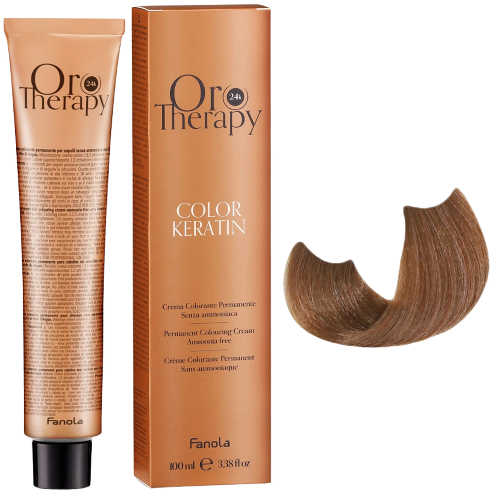 Fanola Oro Therapy Color Keratin 7.14 farba do włosów bez amoniaku 100ml