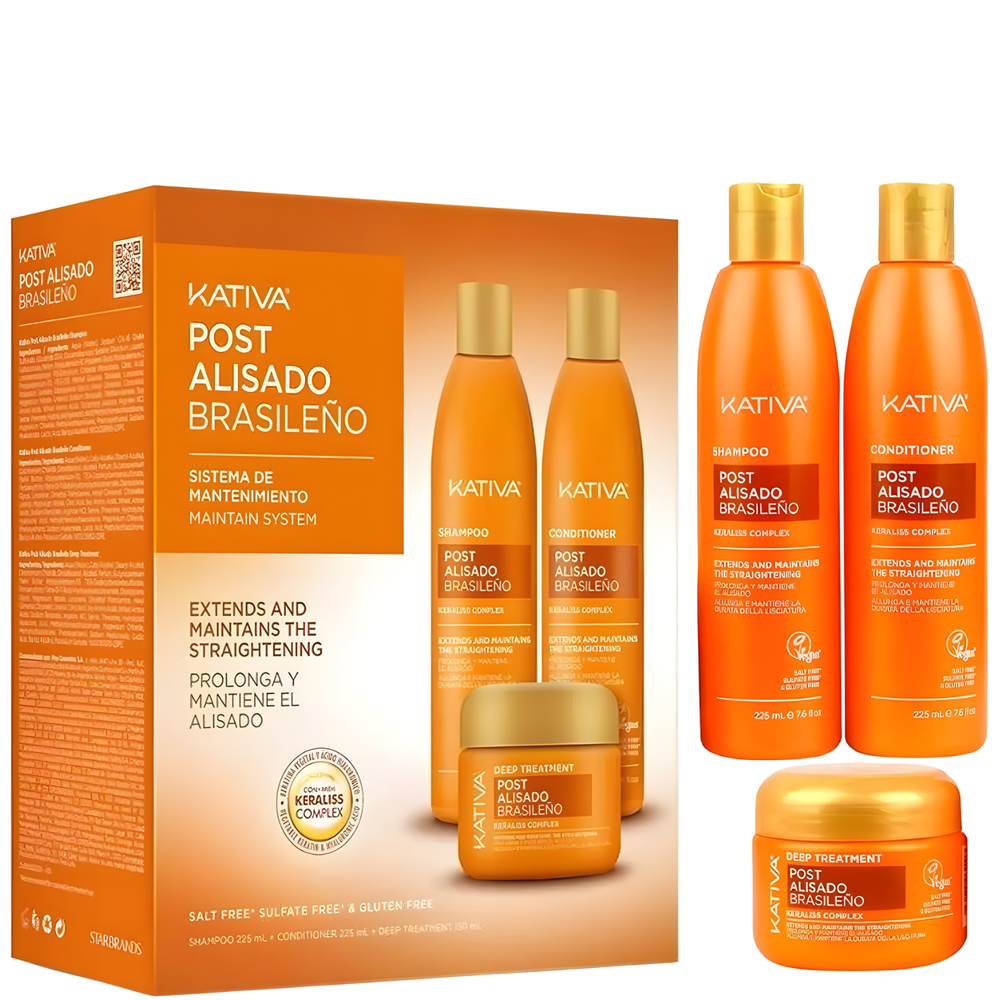 KATIVA POST 3 Alisado Brasileño Zestaw Pielęgnacyjny 2x225ml+150ml