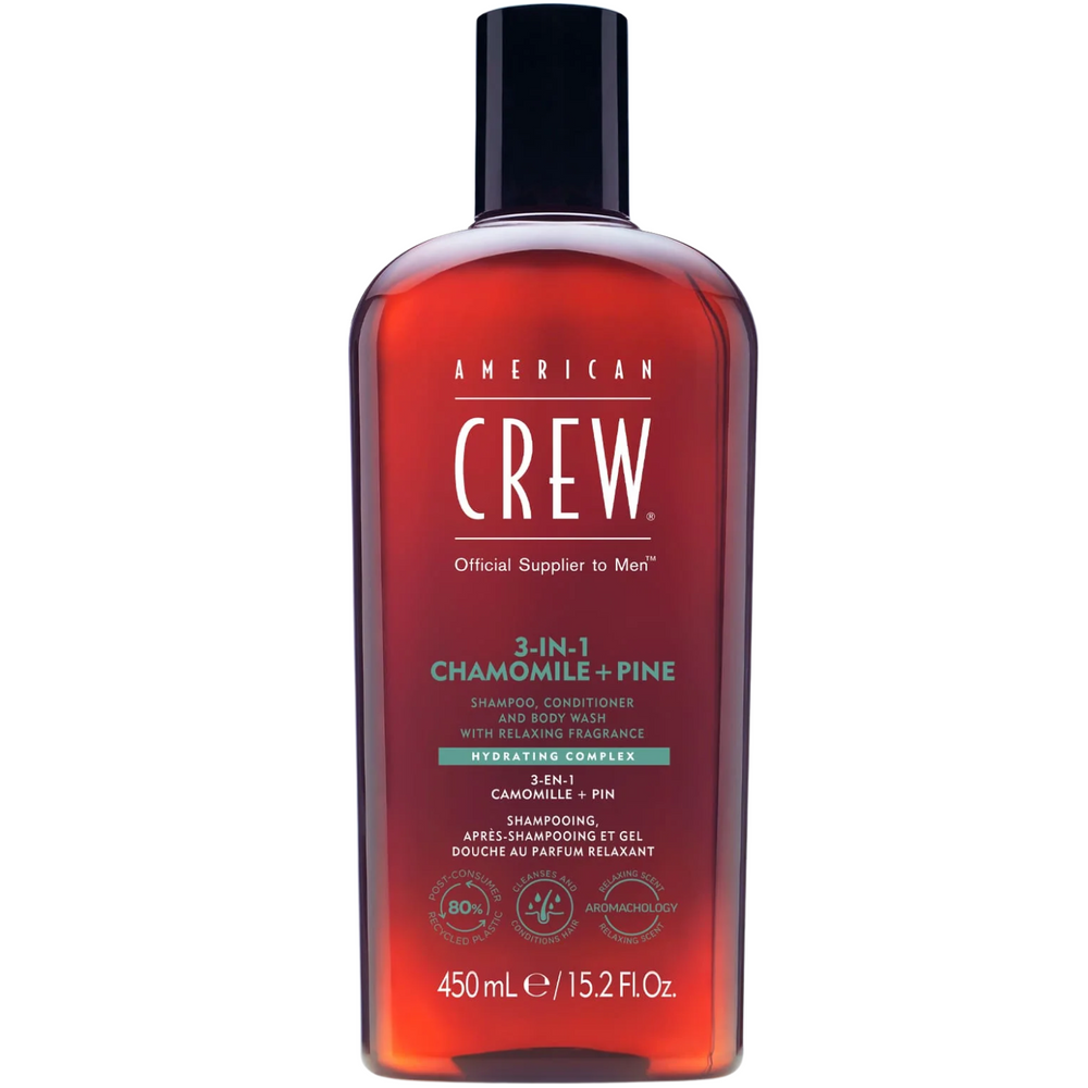 American Crew 3in1 Chamomile + Pine 450ml – Szampon, Odżywka i Żel Pod Prysznic