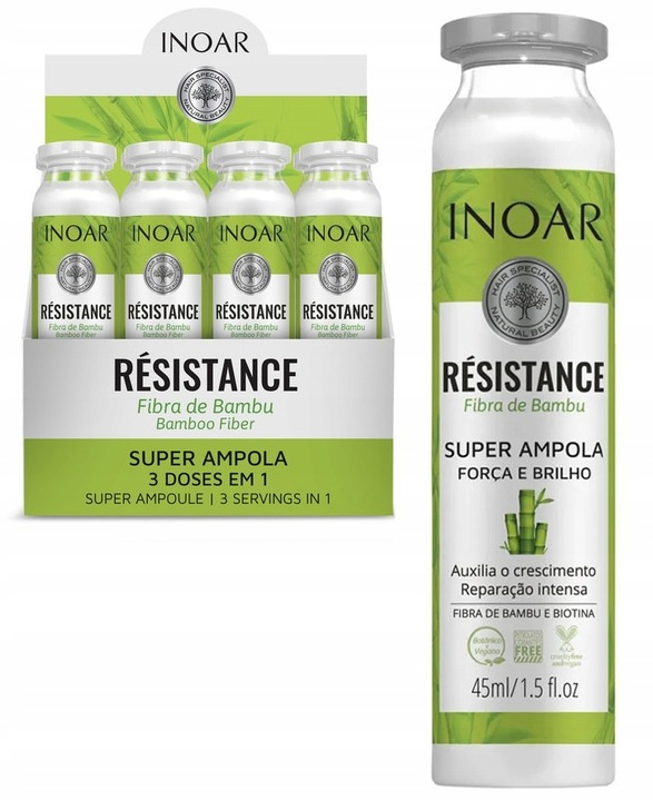INOAR Résistance Bamboo Fiber Ampułki Wzmacniające 12x45ml