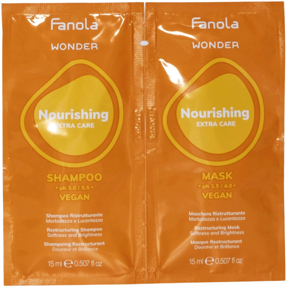 Fanola Wonder Nourishing zestaw szampon + maska do włosów suchych 2x15ml