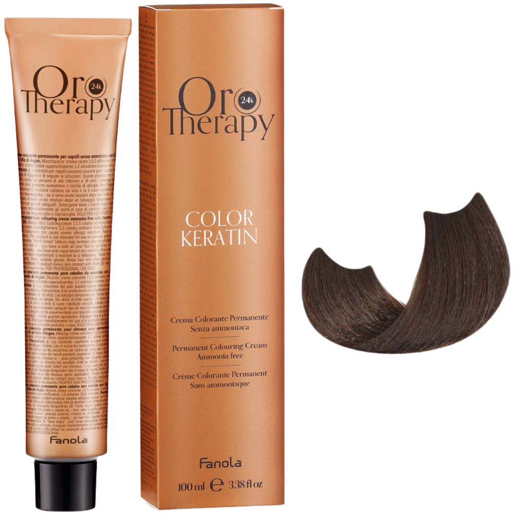 Fanola Oro Therapy Color Keratin 6.14 farba do włosów bez amoniaku 100ml